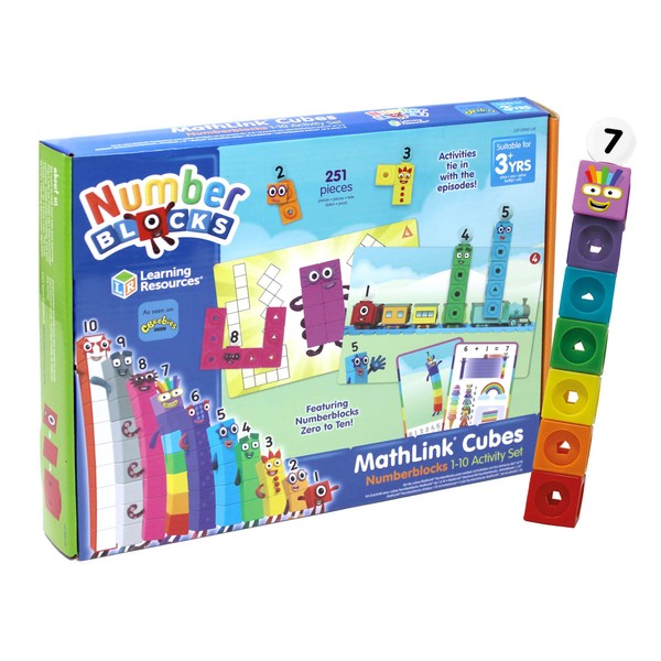 Learning Resources LSP0949-UK MathLink Cubes Numberblocks 1-10 Activity Set, Early