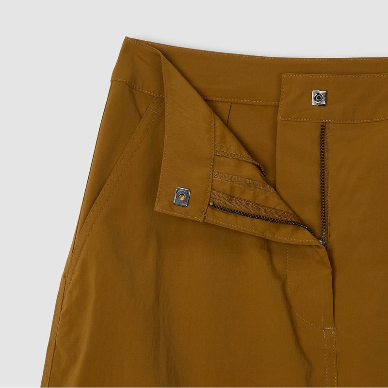 JAJU [JAJU] Women's Crinkled A-Line Skirt_Brown