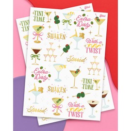 xo, Fetti Extra Dirty Martini Temporary Tattoos - 50 Gold Foil Pcs | Birthday Cocktail Accessory, Bachelorette Olive Party Favor, Cute 30th Bday Activity