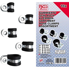 BGS 14145 | Hose Clamp Assortment, rubberized | Ø 6 - 16 mm | 18 pcs.