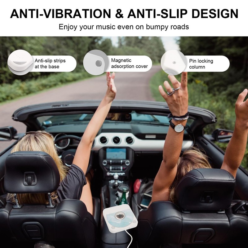 Portable CD Player for Car, Car CD Player with USB/AUX