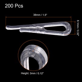 sourcing map 200 Pcs 1.5 Inch U Shape Alligator Clip, Shirt Clip with Teeth, Clothespins for Socks, Pants, Ties, Shirts, Garments, Clear