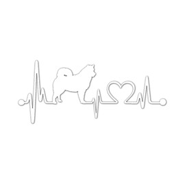 [JASDESIGN] Dog Sticker Sticker Shiba Inu Sideways Heart Dog Dog Dog Car Motorcycle Decal JM-146 (White Silver, 1)