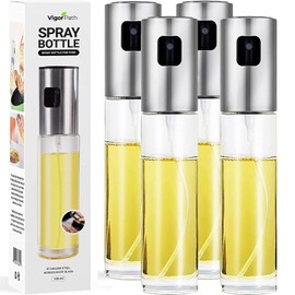Sprayer for cooking - Olive Oil Sprayer Mister - 100ml Stainles Steel Olive Oil, Vinegar, Water and Other Liquids Sprayer - Perfect for Salad, Barbecue, Kitchen Baking and Roasting (Pack of 4)