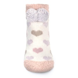 MeMoi Women's Color Hearts Buttersoft Plush Lined Low Cut Socks Blush 9-11