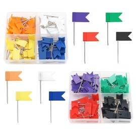 YIXISI 160 PCS Map Tacks, Plastic Head Tacks, Colorful Map Push Pins, Small Size Pushpins, Decorative Drawing Pins, Colored Flag Push Pins, for School, Office, Family, Interest, 8 Colours