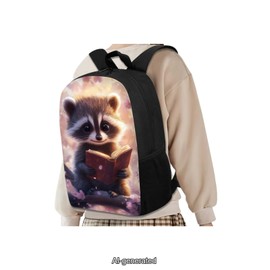 Ystardream Book Raccoon Backpack for Girls Kids Backpack with Lunch Box Water Bottle Holder and Soft Pencil Case 4PCS Set Bookbag with Front Pocket for School 17 inch Large Capacity School Bag