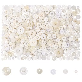 Tnstk 650 Pcs Buttons Round Resin Buttons 2 and 4 Holes Assorted Buttons for Sewing Crafts DIY Projects Button Painting Craft Buttons (White)