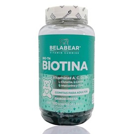 Belabear Biotina 100 gomitas  con Vitaminas A, C, D3, B3, L-Cisteína, L-Lisina, L-Metionina y Zinc Sabor Fresa                                        