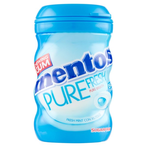 Mentos Pure Fresh Chewing Gum Sugar Free and Gluten Free, Peppermint Flavour, Jar Size