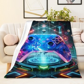 Gamer Gifts - 50x40 Inches Small Gaming Blanket for Kids, Teens - Soft Cozy Blankets for Couch, Travel, Camping - Cool Flannel Throws Gifts for Gamer Room Decor for All Seasons