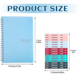 Undated Weekly Planner with Habit Tracker, 52 Weeks To Do List Notebook A5 Weekly Goal Planner with Spiral Binding & Stickers Home Work School Supplies for Women Girls 8.2" x 5.7" - Blue