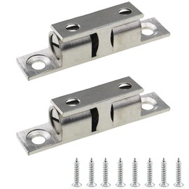 JianLing 2pcs Closet Door Ball Catch Cabinet Tension Latches Solid Brass Chromium Plated Adjustable Double Ball Tension Roller Catch Latch