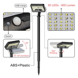 Tryme Solar Lights Outdoor Pathway, 92 Led Bright Waterproof Walkway Lights with Adjustable Angle & 3 Motion Sensor Modes for Driveway, Sidewalk, Garden, Yard, Patio, Landscaping (2 Pack)