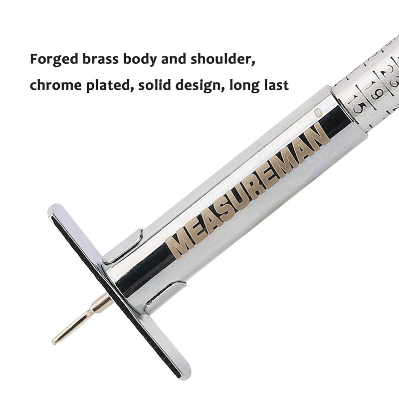 MEASUREMAN Solid Brass Body Tire Tread Depth Gauge, 0-32nd, Aluminum