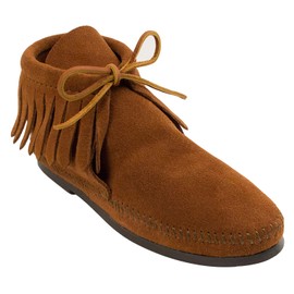 Minnetonka Women's Classic Fringe Hardsole Boots 9.5 M Brown