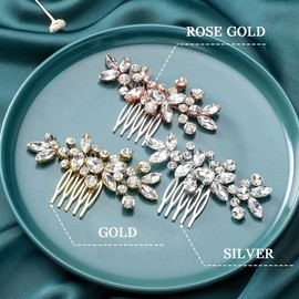 Unicra Bride Wedding Hair Comb Crystal Hair Accessories Bridal Hair Pieces for Women and Girls (Blue)