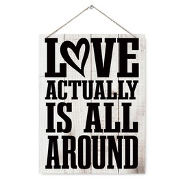 Love Wood Signs, Farmhouse Wooden Plaque, Inspirational Decor Sign, Rustic Home Decor, Kitchen Decoration for Wall, Valentines Day Decoration for Home, Love Actually is All Around Sign