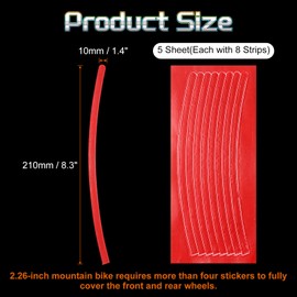 HARFINGTON 40pcs Reflective Wheel Strips 0.4"x8.3" Night Reflective Safety Stripe Decals Outdoor Bicycle Adhesive Reflector Stickers for Vehicles Trailers Trucks Bike Cars Signs, Red