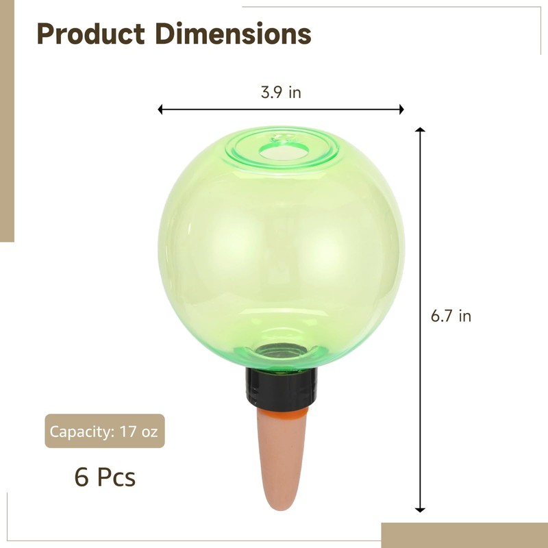 Toyosport 6 Pcs Self-Watering Globes, 17 oz Automatic Plant Watering