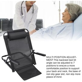 Respaldo con Reposabrazos Ajustable, Respaldo de Cama con Elevación Ajustable en ángulo de 7 Velocidades, Respaldo Plegable Portátil de Almacenamiento Rápido, para