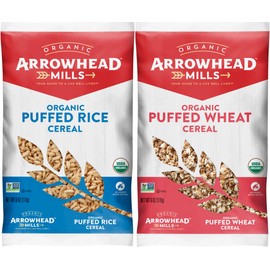 Arrowhead Mills, Organic, Non-GMO Cereal, Puffed Rice, & Puffed Wheat Cereal, 6 oz Bag