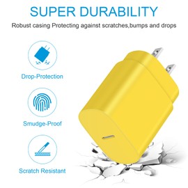 Type C Charger Fast Charging USB C Charger Type C Charger 25W Super Fast Wall Charger for Galaxy S24 S23 S22 S21 S21+/S21 Ultra/S20/S20 Ultra/Note 20 Ultra,Android Charger(Yellow)
