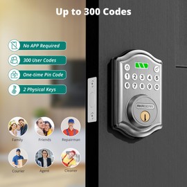 AkaGear Keyless Entry Door Lock with Keypad - Smart Deadbolt for Front Door with 2 Keys - Auto Lock - Easy Installation - DS10 Mini (Satin Nickel)