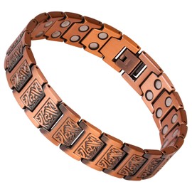 Magnetic Copper Bracelets for Men - 99.99% Pure Copper Jewelry, Adjustable Size, Triple Row Ultra-Strength Magnets, Magnetic Field Therapy Jewelry, Gift Box Packaging