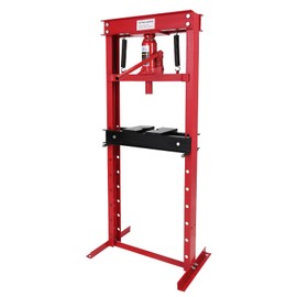 12-Ton Hydraulic Shop Press, Heavy Duty Benchtop Hydraulic Shop Press with 2 Press Plates, H-Frame Pneumatic Shop Press Adjustable Height,Red