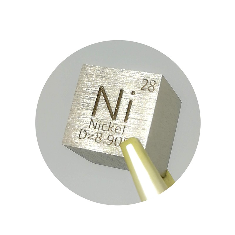 Elemental Specimen Nickel Ni (10mm Cube, Engraved A, Normal Face)