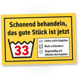 DankeDir! Schonend behandeln - Kunststoff Schild 30 x 20 cm - 33. Geburtstag 33 Jahre Geburtstagsgeschenk Geschenk 33er Männer & Frauen - Geburtstagskarte Geschenkidee Geburtstagsdeko Partydeko