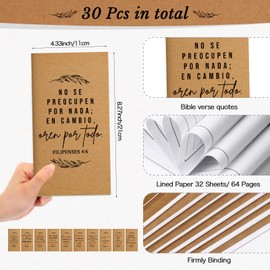 Qilery 30 Pcs Christian Gifts Bulk Planner 2025-2026 Prayer Journals for Women Men Pocket to Do List Weekly Goals Bible for Pastor Church Group Sunday School(Kraft Color,Spanish Bible)
