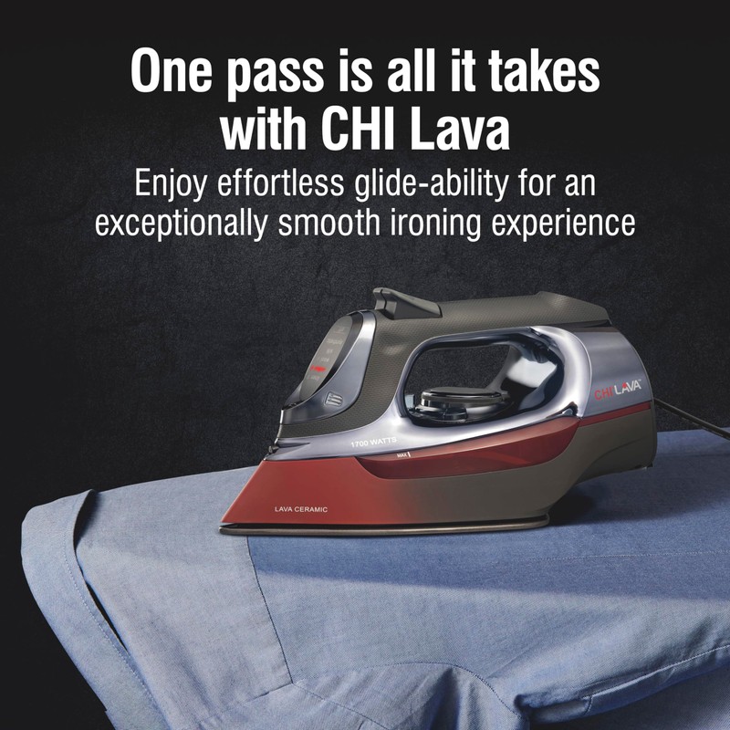 CHI Steam Iron for Clothes with 8' Retractable Cord, 1700
