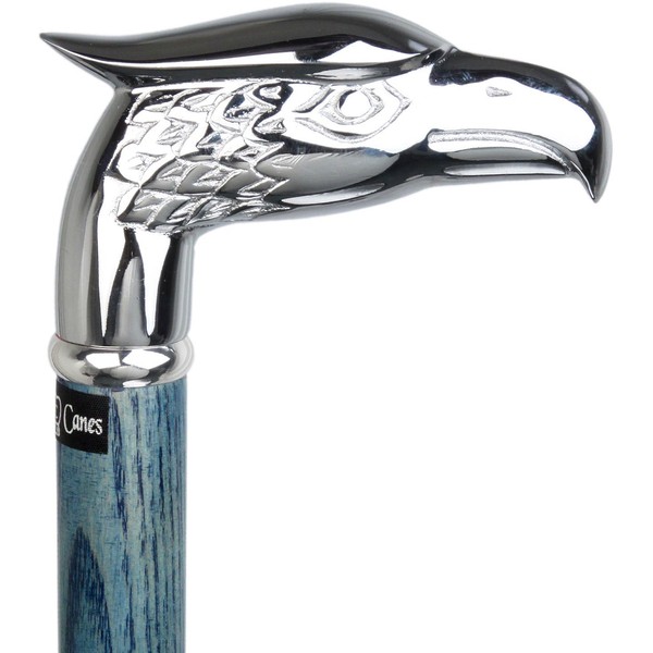 Blue Chrome Plated Eagle Head Handle Walking Cane