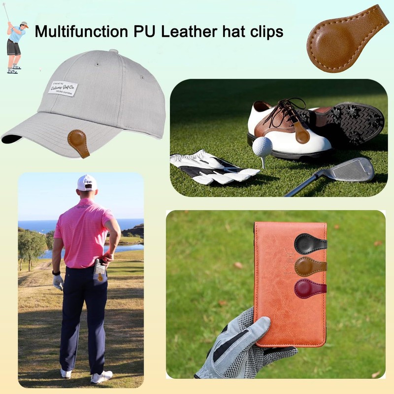 Adhere Golf Marker, Leather Magnet, Base, Rust Free Clip, Both