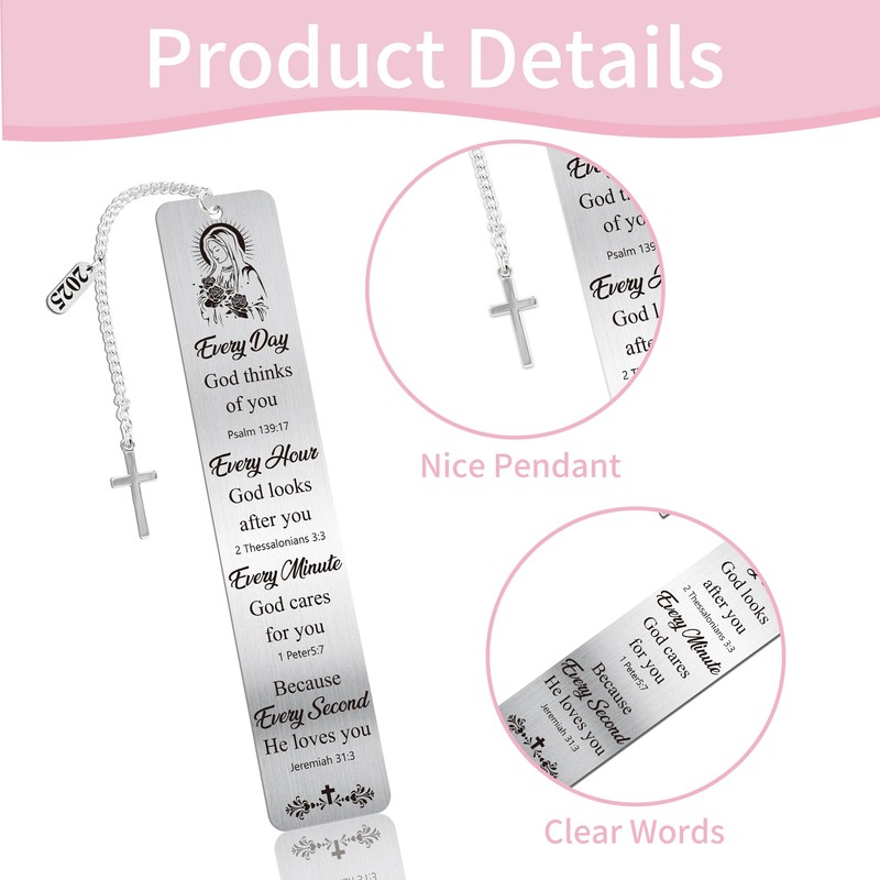 Virgin Mary Metal Bookmark Gifts, Religious Book Mark with Cross