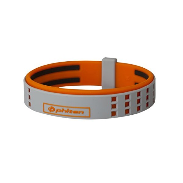 Phiten DUO Titanium Bracelet, Grey/Orange, 7.5-Inch