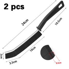 2 x Thickened Joint Brush Bath, Hard Bristle Corner Cleaning Brush, Joint Cleaning Brush with Hard Bristles, Brush Cleaning, Brushes, Crevice Cleaning Brush, Black (Improved Edition)