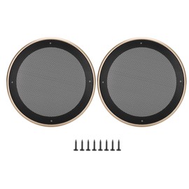 2 pcs 8 inch Audio Speaker Cover Decorative Circle Protective Metal Mesh Cover(gold+black)
