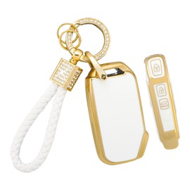 BLINGOOSE Car Key Case for Kia 3 Buttons with Glitter Key Fob Car Key Shell Protection for Kia Ceed Sportage Sorento 4 Proceed Niro Stinger R K5 GT Soul Forte Optima Seltos TPU, White gold
