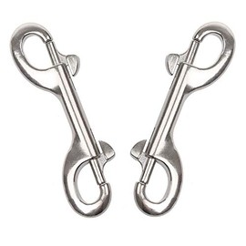 AYECEHI Double Ended Bolt Snap Hooks, 4 in Metal Clips Key Holder Diving Clips 2-Pack 316 Stainless Steel Marine Grade Double End Trigger Snaps for Diving, Dog Leash, Key Chain, Horse Tack, Pet Feed Buckets (Silver)