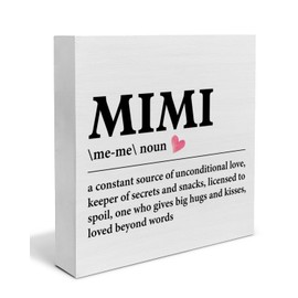 Grandma Gifts Mimi Definition Wooden Sign Grandma Grandmother Mother's Day Wood Block Sign Decorations for Home Bedroom Desk Shelf Tabletop (5 X 5 Inches)