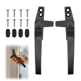 2 Pcs Window Handle, Universal Double Glazing Window Handles Right/Left UPVC Window Locking Handle Replacement Kit Zinc Alloy Door Security Handle for Home Office Windows and Sliding Doors (Black)