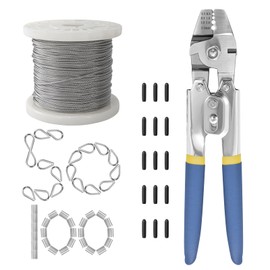 BKMAMLAB Wire Rope,Equipped with Crimping Pliers,1/16 Wire Rope, Aircraft Cable,304 Stainless Steel Cable,7x7 Strand Core 492FT,368lbs Breaking Strength