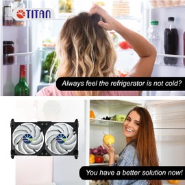 TITAN- 12V DC Double Rack Mount Ventilation Cooling Fan for Fridge Vent and Ventilation Grille with Speed Controller (140mm(V2+))