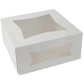 MT Products White Paperboard Pastry, Bakery Box - Keep Donuts, Cookies, Muffins Safe - Unique Auto Popup Feature And Clear Window For Visibility Size 10" Length X 10" Width X 5" Height (15 Pieces)