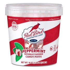 Red Bird Soft Peppermint Candy, Individually Wrapped, Gluten Free Breath Mints, 18 oz Tub