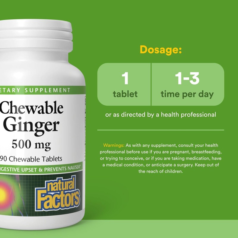 Natural Factors Chewable Ginger 500Mg, 90 CT