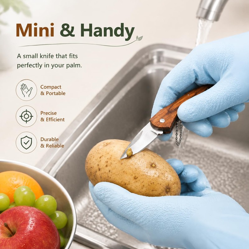 Wooden Vegetable Brush Set with Handle, Potato Scrubber for Fruits